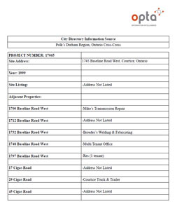 City directory paper report sample